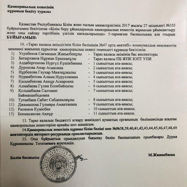 Қамқоршылық кеңесінің құрамы
