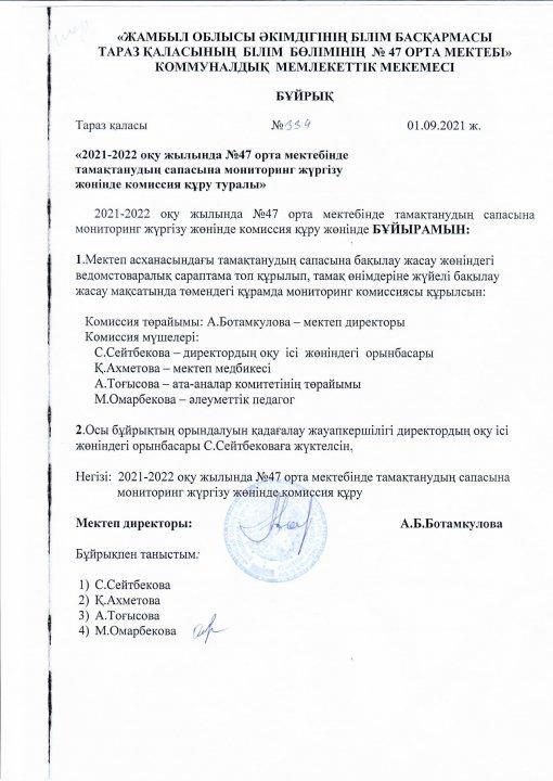 Тамақтандандыру Шарттары